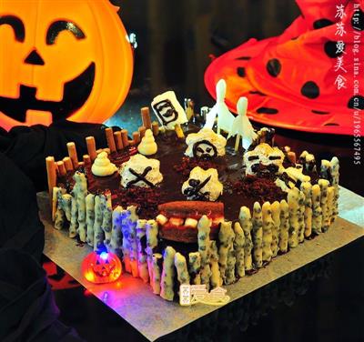 ハロウィンの想い作り喜び墓地ケーキ